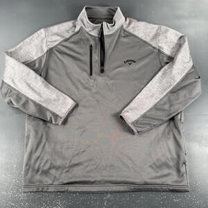 Callaway Jacket Men XL Heather Gray Performance 1/4 Zip Lined Waist Pocket Golf